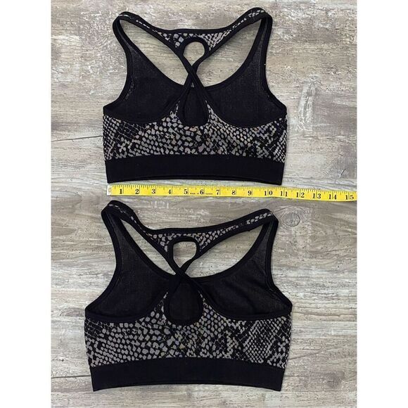NUX Stretch Snakeskin Racerback Sports Bra Size XS Lot of 2 - Picture 2 of 3